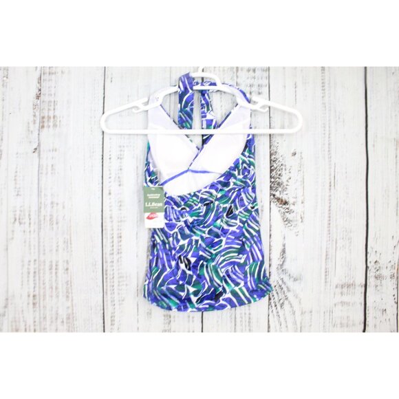 LL Bean Blue Mix-and-Match Swimwear Halter Tankini Top Print Size 4 - Picture 4 of 7